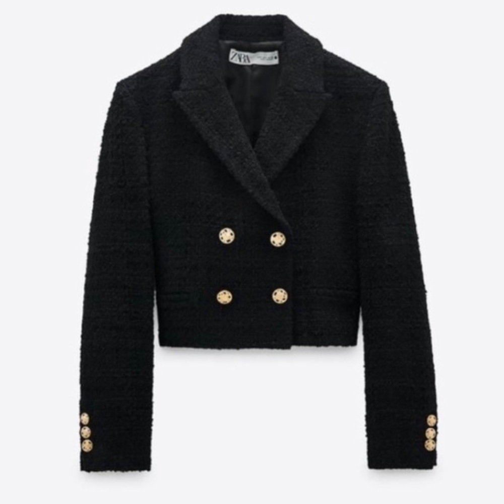 Zara textured cropped blazer